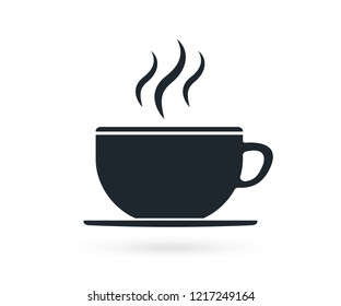 Coffee, tea cup icon in flat style. Coffee mug vector illustration on white isolated background