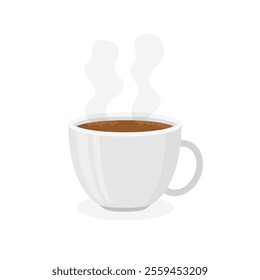 Coffee or tea cup icon in flat style. Hot drink vector illustration on isolated background. Mug sign business concept.