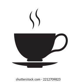 Icono de café o té. Taza de bebida caliente. Logo para una cafetería o cafetería. Icono plano aislado en fondo blanco. Ilustración del vector