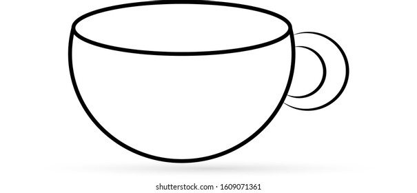 Coffee or tea cup icon isolated on white. Line template. sketch hot drink sign. Beverage symbol. Outline design elements. Vector stock illustration