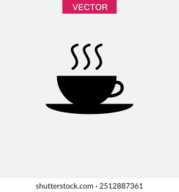 Coffee, tea cup icon, Coffee mug vector flat black trendy style illustration for web and app..eps