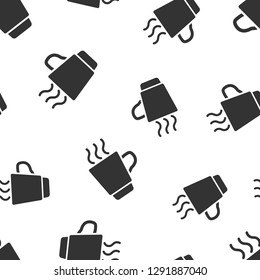 Coffee, tea cup icon seamless pattern background. Coffee mug vector illustration. Drink symbol pattern.