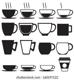 Coffee and Tea cup icon set, vector format