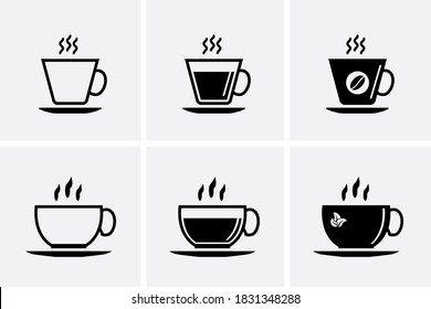 Coffee an tea cup Icon set. Vector illustration