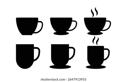 Icon Set für Kaffee und Teetasse - Vektorsilhouetten und Logo-Symbolsammlung, Vektorgrafik.