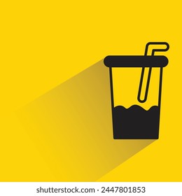 coffee and tea cup icon with shadow on yellow background