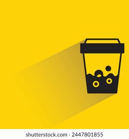 coffee and tea cup icon with shadow on yellow background