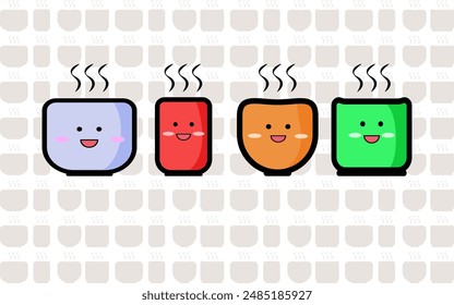 Coffee and tea cup icon. Vector illustration. with Pattern background