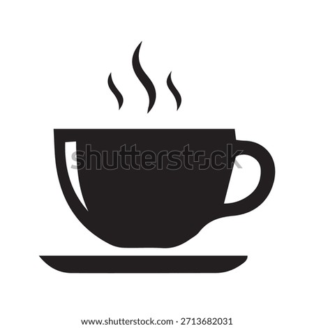 Coffee and tea cup icon vector illustration with steam and aroma