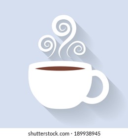 Coffee or tea cup icon. White mug.