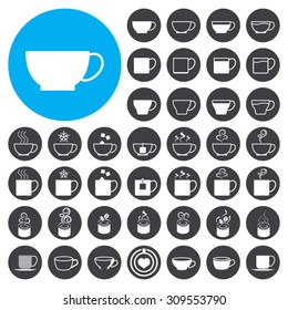 Coffee and Tea Cup icons set. Illustration EPS10