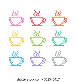 Coffee or tea cup icons. Vector illustration.