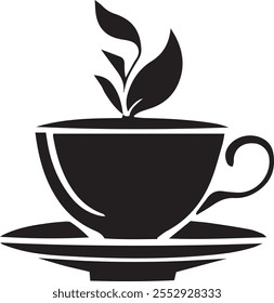 Coffee and tea cup illustration sign and symbol silhouette vector.