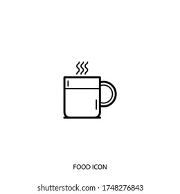Coffee or tea cup line icon isolated on background. Symbol, logo. Vector illustration