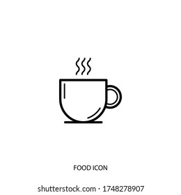 Coffee or tea cup line icon isolated on background. Symbol, logo. Vector illustration