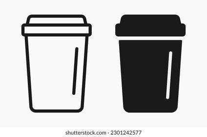 coffee tea cup line shape icon vector flat illustration