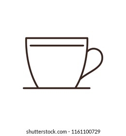 Coffee or tea cup linear icon isolated on white background. Hot drink cup vector illustration. Coffee shop logo. Cafe or restaurant menu design element. Tea house outline web pictogram.