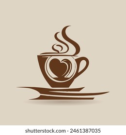 Coffee or tea cup logo design with a cup of coffee. suitable for logo, icon, symbol, sign, website, print design, app. Editable and resizable graphics element.