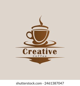 Coffee or tea cup logo design with a cup of coffee. suitable for logo, icon, symbol, sign, website, print design, app. Editable and resizable graphics element.