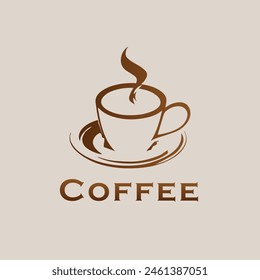 Coffee or tea cup logo design with a cup of coffee. suitable for logo, icon, symbol, sign, website, print design, app. Editable and resizable graphics element.