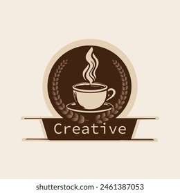 Coffee or tea cup logo design with a cup of coffee. suitable for logo, icon, symbol, sign, website, print design, app. Editable and resizable graphics element.