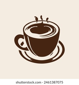 Coffee or tea cup logo design with a cup of coffee. suitable for logo, icon, symbol, sign, website, print design, app. Editable and resizable graphics element.