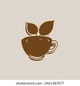 Coffee or tea cup logo design with a cup of coffee. suitable for logo, icon, symbol, sign, website, print design, app. Editable and resizable graphics element.