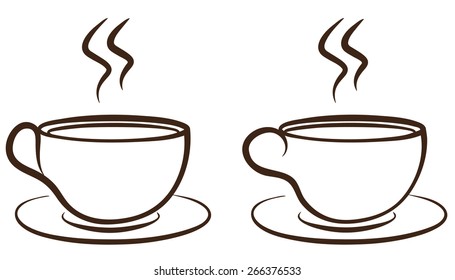 Coffee Tea Cup logo vector design. Cafe emblem