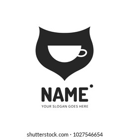 Coffee and tea cup logotype. Vector template logo design. Business concept icon.