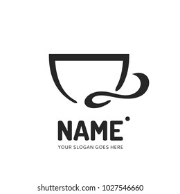 Coffee and tea cup logotype. Vector template logo design. Business concept icon.