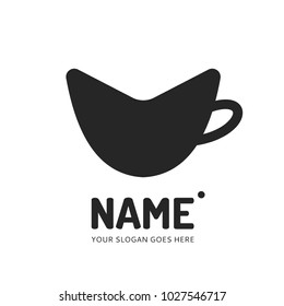 Coffee and tea cup logotype. Vector template logo design. Business concept icon.