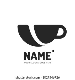 Coffee and tea cup logotype. Vector template logo design. Business concept icon.