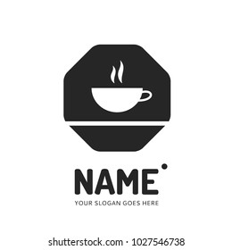Coffee and tea cup logotype. Vector template logo design. Business concept icon.