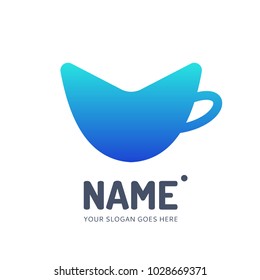 Coffee and tea cup logotype. Vector template logo design. Business concept icon.