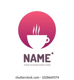 Coffee and tea cup logotype. Vector template logo design. Business concept icon.