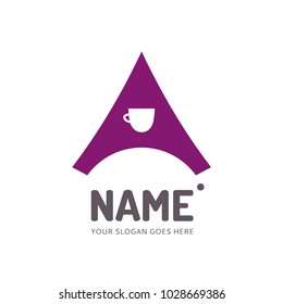Coffee and tea cup logotype. Vector template logo design. Business concept icon.