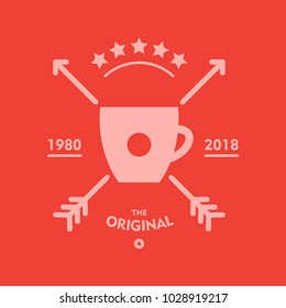 Coffee and tea cup logotype. Vector template logo design. Vintage concept icon.