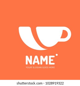 Coffee and tea cup logotype. Vector template logo design. Business concept icon.