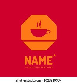 Coffee and tea cup logotype. Vector template logo design. Business concept icon.