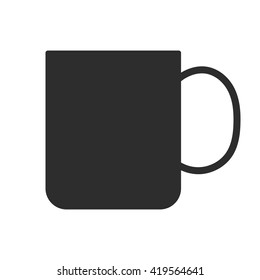 Coffee, tea cup. Mug for drinks. Black silhouette mugs, dishes.