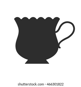 Coffee, tea cup. Mug for drinks. Black silhouette mugs, dishes.