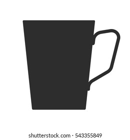Coffee, tea cup. Mug for drinks. Black silhouette mugs, dishes.