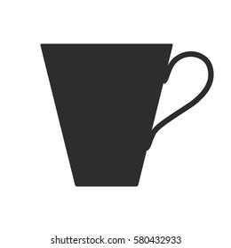 Coffee, tea cup. Mug for drinks. Black silhouette mugs, dishes.