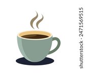 Coffee or tea cup mug evaporation vapour flat vector illustration