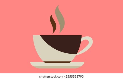 Coffee or tea cup mug evaporation vapour flat vector illustration