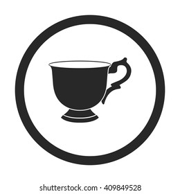 Coffee tea cup sign simple icon on background