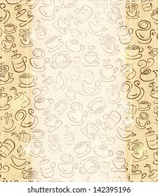 Coffee and Tea Cup Silhouette. Vector Invitation Card