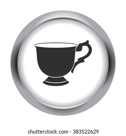 Coffee tea cup simple icon  on round background