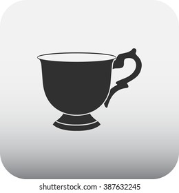 Coffee tea cup simple icon  on square  background