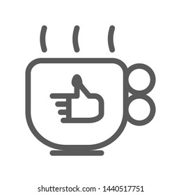 coffee or tea cup and smoke with thumb up symbol ,Vector Illustration